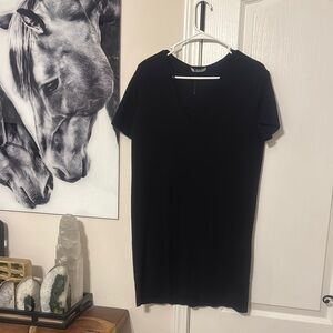 NWOT Zara Black V-Neck T-Shirt Dress